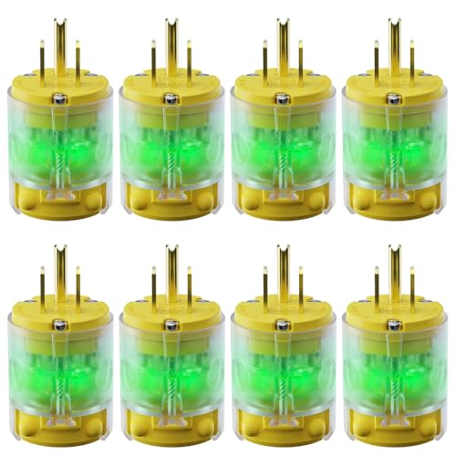 8 Pack Extension Cord Replacement Ends – 2P3W Lighted Plug