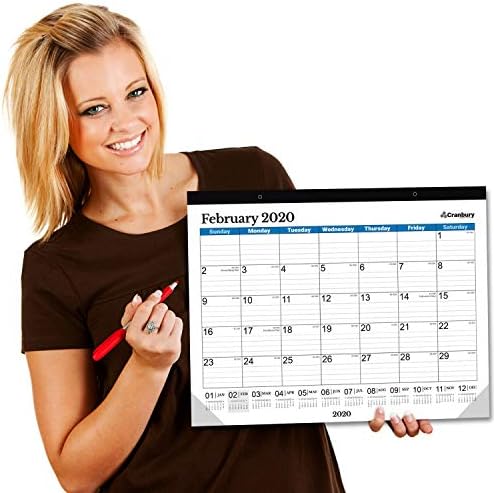 Large Monthly Desk Pad Calendar 2020 17.75 x 13.75 (Blue), Use to December 2020, as Desktop Deskpad or Hanging Wall Calendar 2020, Bonus Stickers for Calendars