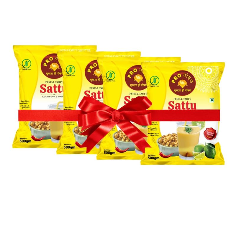 ゴーさん Pro Poshan Sattu Powder 500gm Pack of 4| 100% Natural Roasted