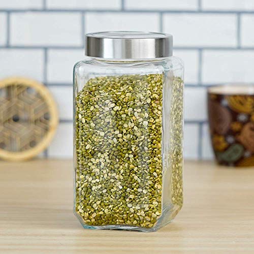 Image of PRAMUKH FASHION Glass Jar And Container (1800Ml) With Rust Proof Air Tight Lid 2 Liter For Kitchen Storage Pickle Jar Round Glass Jar Sauce Jar Jam Jar Pack Of (2), Multicolor