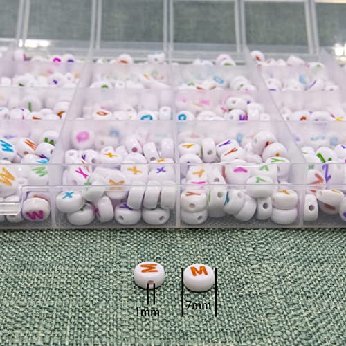 Image of Melius Acrylic Colorful Letter Beads, 1450 Pcs 4x7mm Round Alphabet Beads in 28 Grid Box for Jewelry Making, DIY Bracelets, Necklaces, Key Chains, Bracelets (4x7mm, Colorful) (Pack of 2)