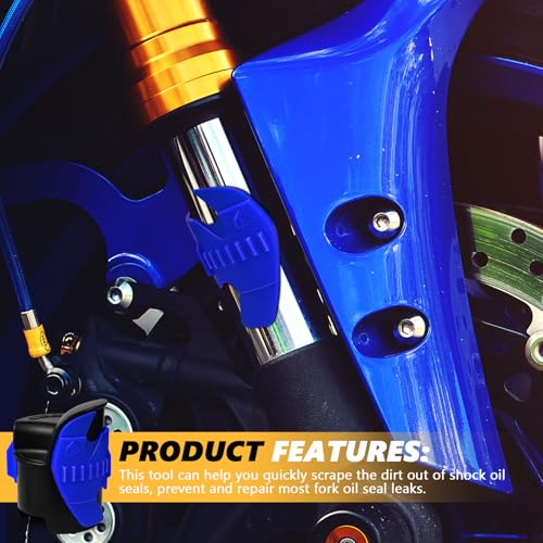 Image of 2PCS Motorcycle Fork Seal Cleaner Tool, Front Fork Seal Clean Tool, Universal Cleaning Shock Repairing Absorber Tool for 45mm-55mm, Dirt Bike Motorcycle Accessories (Blue)