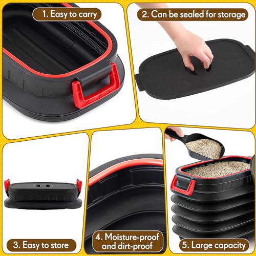 Contenedor portátil para arena de gato con pala y ruedas miniatura 4