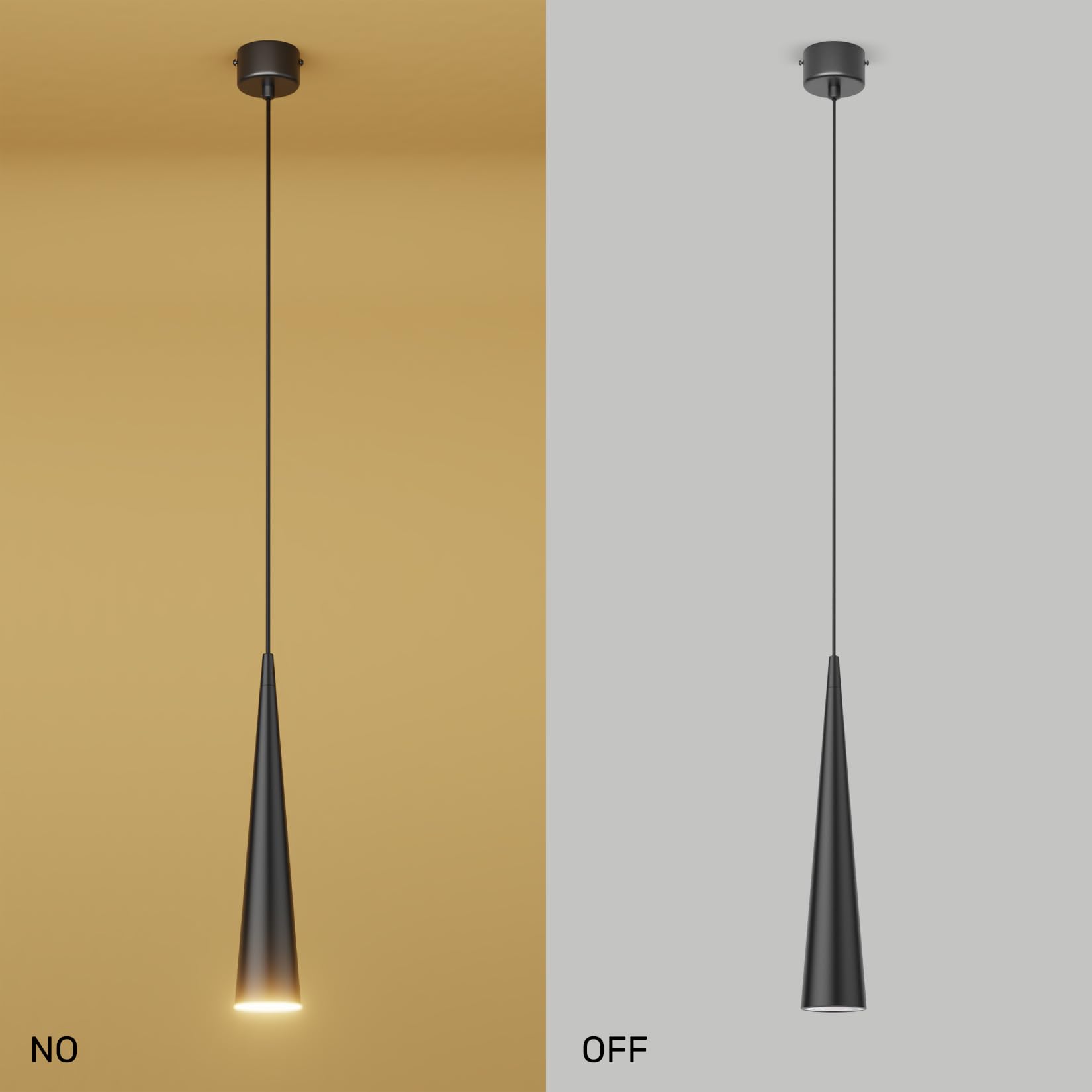 K-Bright 2 pezzi lampada a Sospensione ristorante, 5W Lampadina Gu10, Regolabile In Altezza lampada a sospensione moderna per cucina soggiorno tavolo da letto, luce bianca calda 3000K(Nero)