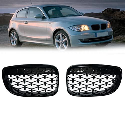 Grilles rein diamant noir brillant pour BMW Série 1 E81 E87 E82 E88