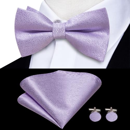 Image of Dubulle Suspender and Bow Tie for Men Paisley Solid Mens Suit Braces Pretied Bowtie and Handkerchief Cufflinks Formal Wedding