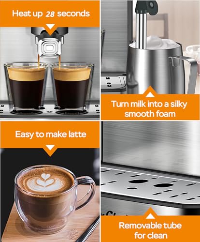 PlumChef-Espresso-Machine-20-Bar-Professional-Compact-Homehold-Coffee-Espresso-Maker-with-Milk-Frother-Steam-Wand-54oz-Water-Tank-Low-Noise-and-Fast-Coffee-Machine-for-Latte-Cappuccino