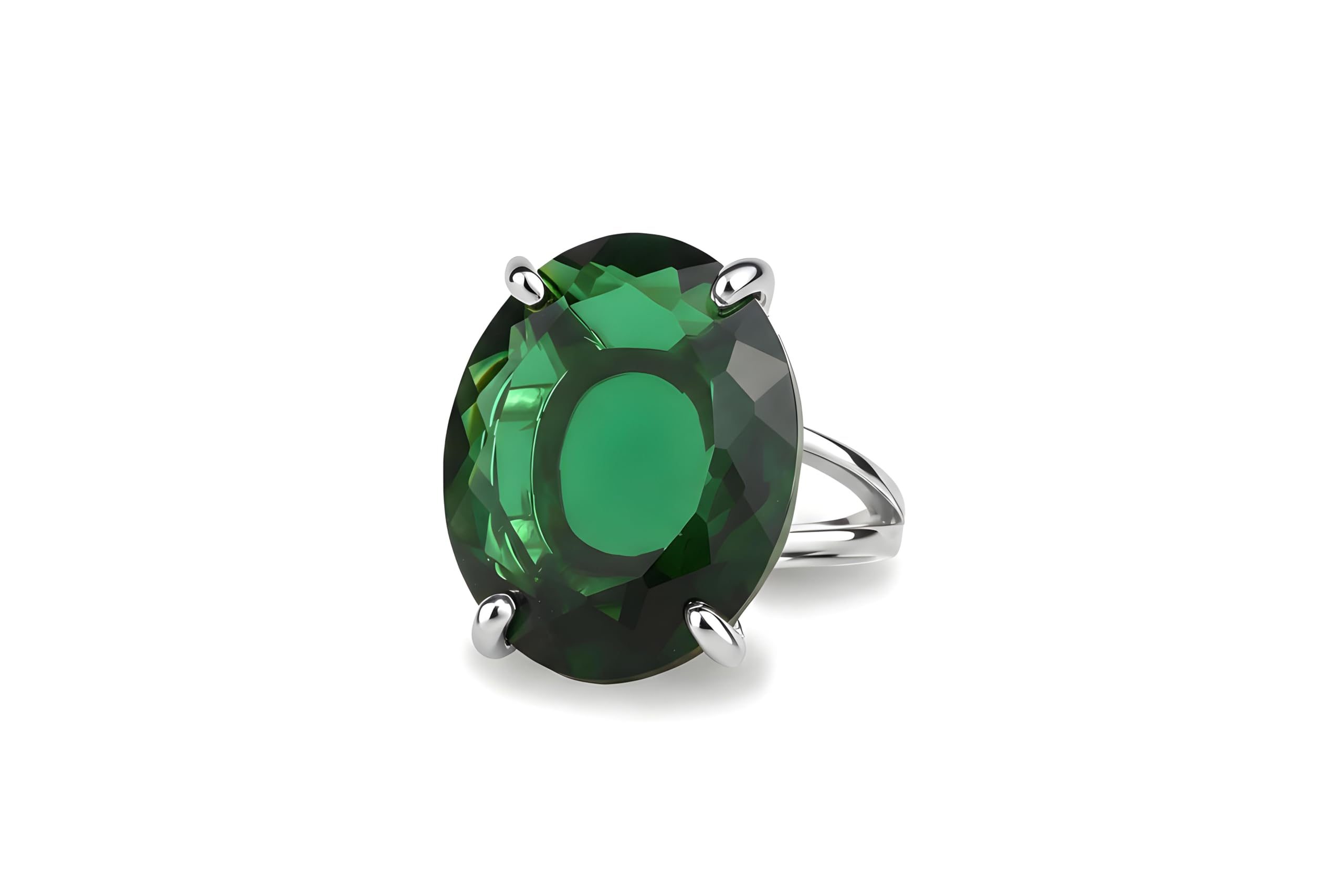 Anillo de Esmeralda de Oro - Anillo de Compromiso de Piedra Natural Facetada, Anillo de Boda, Joyería de Moda para Mujer - Anillo de Declaración Hecho a Mano - Personalizable con Grabado