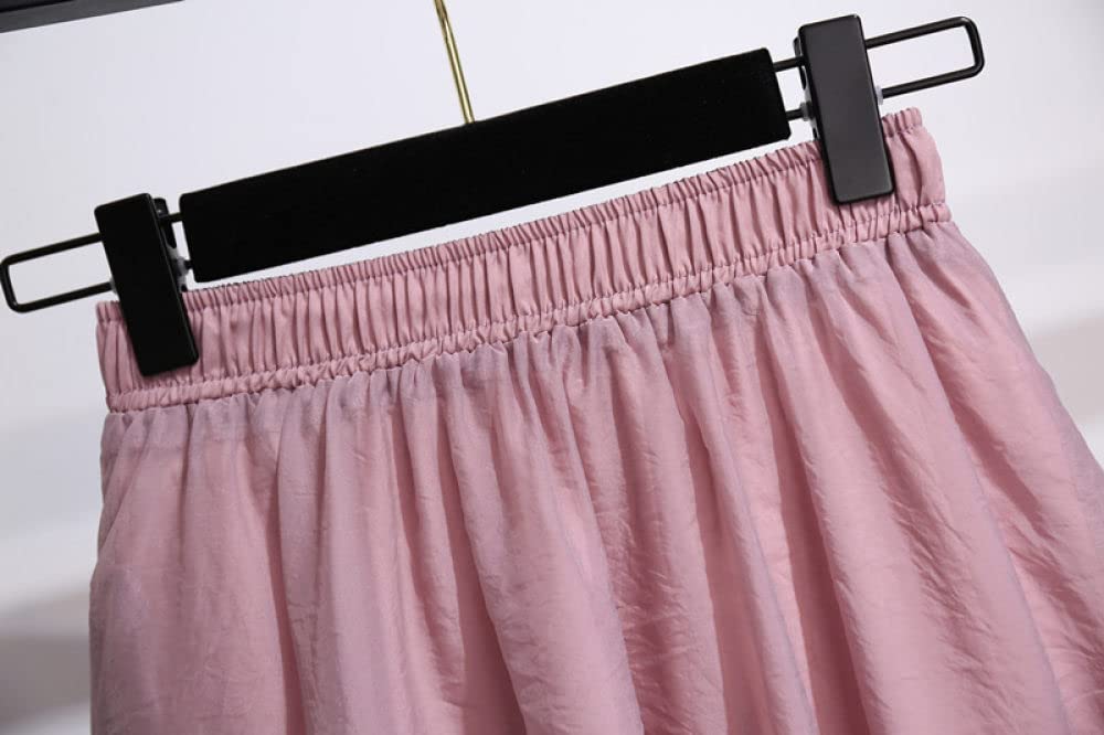 Röcke Damen,Damen Maxirock Rosa Elastischer High Waist Splicing Plissee Mesh Tüllrock A-Linie Swing Geraffte Geschichtete Flauschige Elegante Lange Röcke Für Mädchen Damen, 3XL