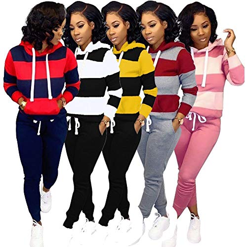 Jogging Suits for Women - Two Piece Sweatsuit Pullover Hoodie + Long Pants Tracksuit Set Jumpsuits Small Navy Blue - Thumbnail 3