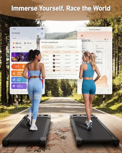 Image of DeerRun Walking Pad Treadmill with Incline, 12% Auto Incline Under Desk Treadmill, 3.0 HP, 300 lb Capacity, Portable Treadmill for Home Office, Remote & App Control