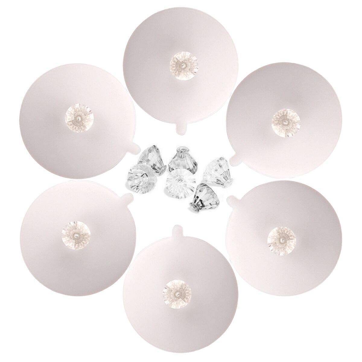 iPhox Silicone Cup Lids, Creative Diamond Reusable Cup Cover [Set of 6] Anti-dust Airtight Seal Food Grade Mug Cover, Heat Resistant Silicone Drink Hot Cup Lids for Coffee & Tea (D Lids-White)