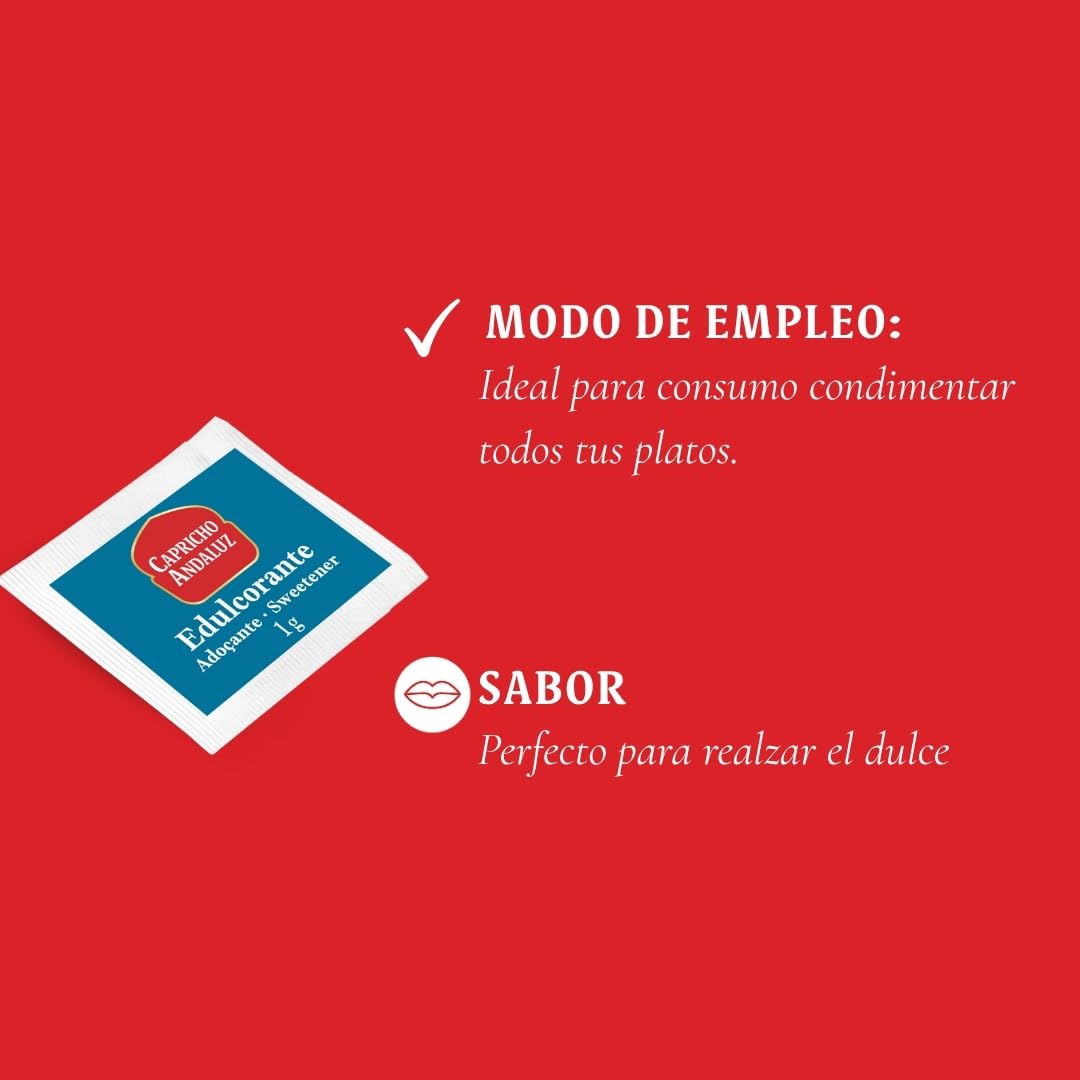 Capricho Andaluz Edulcorante Sobres Monodosis 250 Unidades 1g Sin Azúcar Café Bebidas Hostelería