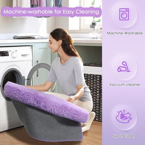 Light Purple Rugs for Bedroom Girls Room Decor Aesthetic, Cute Fluffy Shag Lavender Area Rug 4x6 for Living Room Dorm Classroom Nursery, Furry Plush Fuzzy Soft Throw Lilac Carpet for Kids, Baby, Teen