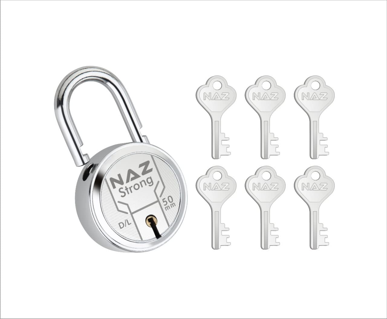【VAULTROOM】PADLOCK KEY HANGER / Silver Naz Strong 50MM Round Padlock with 7 Levers Mechanism Double