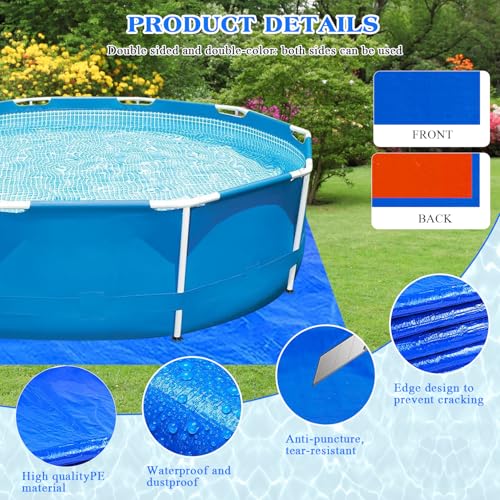 YumSur Pool Bodenplane 460 cm quadratisch für Pools 460cm | Poolunterlage UV-Stabil & reißfest | Bodenschutzplane Swimmingpool