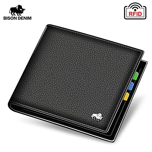 Carteira Bison Denim De Luxo - Couro Legítimo N4470 (Preta)