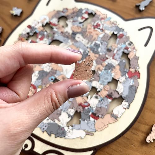 Rompecabezas de madera de gato con 135 piezas de colores para decorar el hogar 4