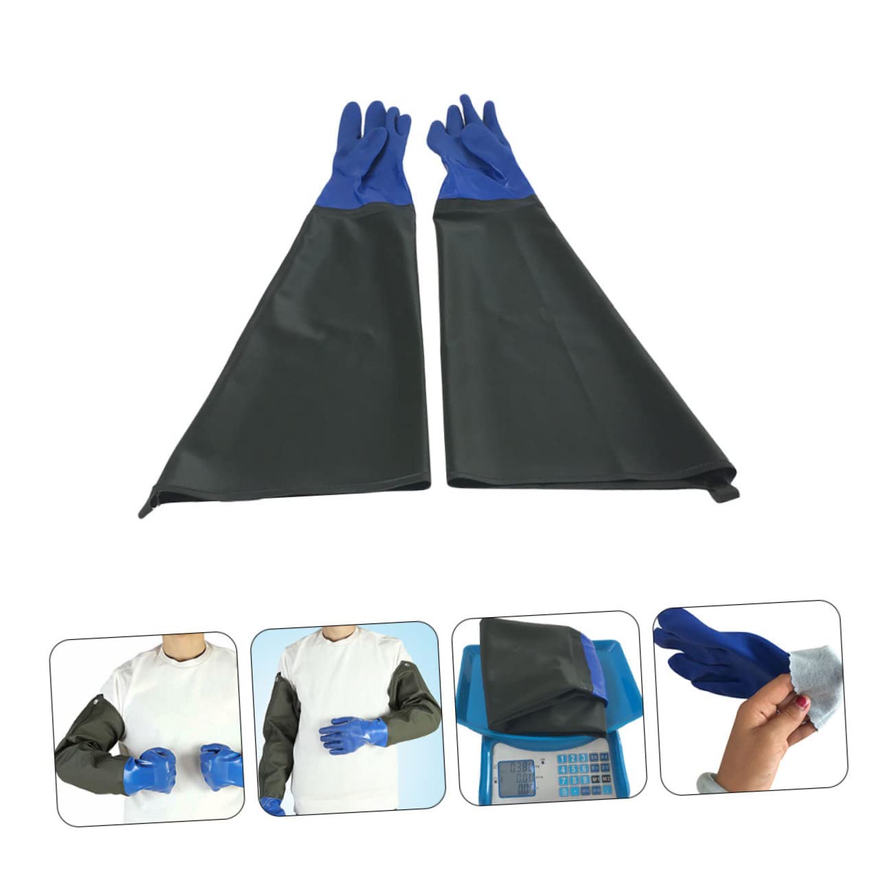 SHINEOFI Guantes Reutilizables de PVC Resistentes al Aceite y Productos Químicos Diseño Antideslizante e Impermeables para Industria y Trabajo