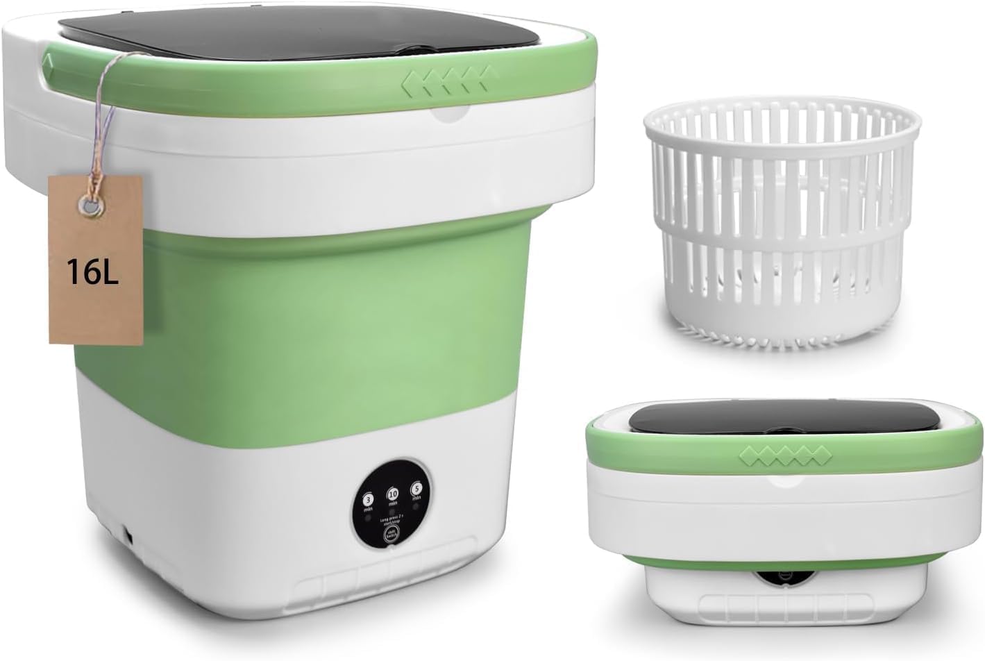 Photo 1 of ** MISSING PARTS*** Portable Washing Machine, 16L Upgraded with Spin Basket Laundry Machine, 3 Cleaning Modes Suitable for Small Clothes, Foldable Design Ideal for Hotel, Campain, Apartment and Home