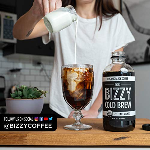 Bizzy Organic Cold Brew Coffee | Concentrate | Perfect for Protein Shakes & Smoothies | Makes 12 Cups, 32 Fl Oz (Pack of 1)