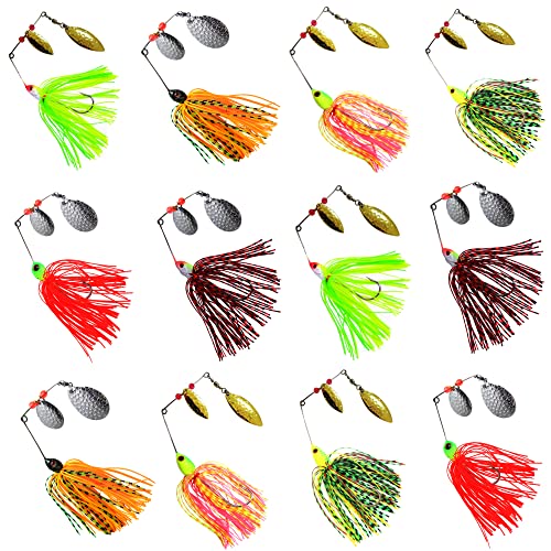 Spinner Baits Fishing Lures Bass Fishing Bait Hard Spinner Lure Multicolor Buzzbait Swimbait Jig Lure Spinnerbait for Bass Trout Salmon Pike 6/12pcs