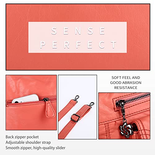 Image of Angel Kiss Women's Designer Handbag Large Double Zipper Multi Pocket Washed Leather Purse