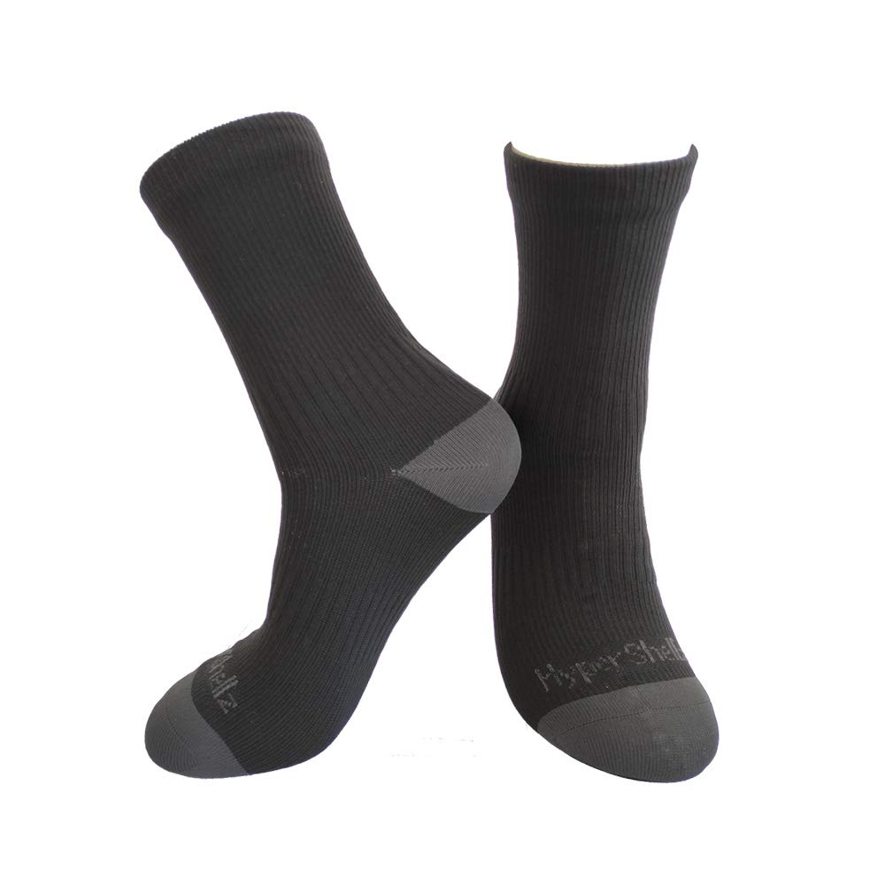 Waterproof Socks for Men & Women Mid Calf Length (Black-Grey, X-Large)
