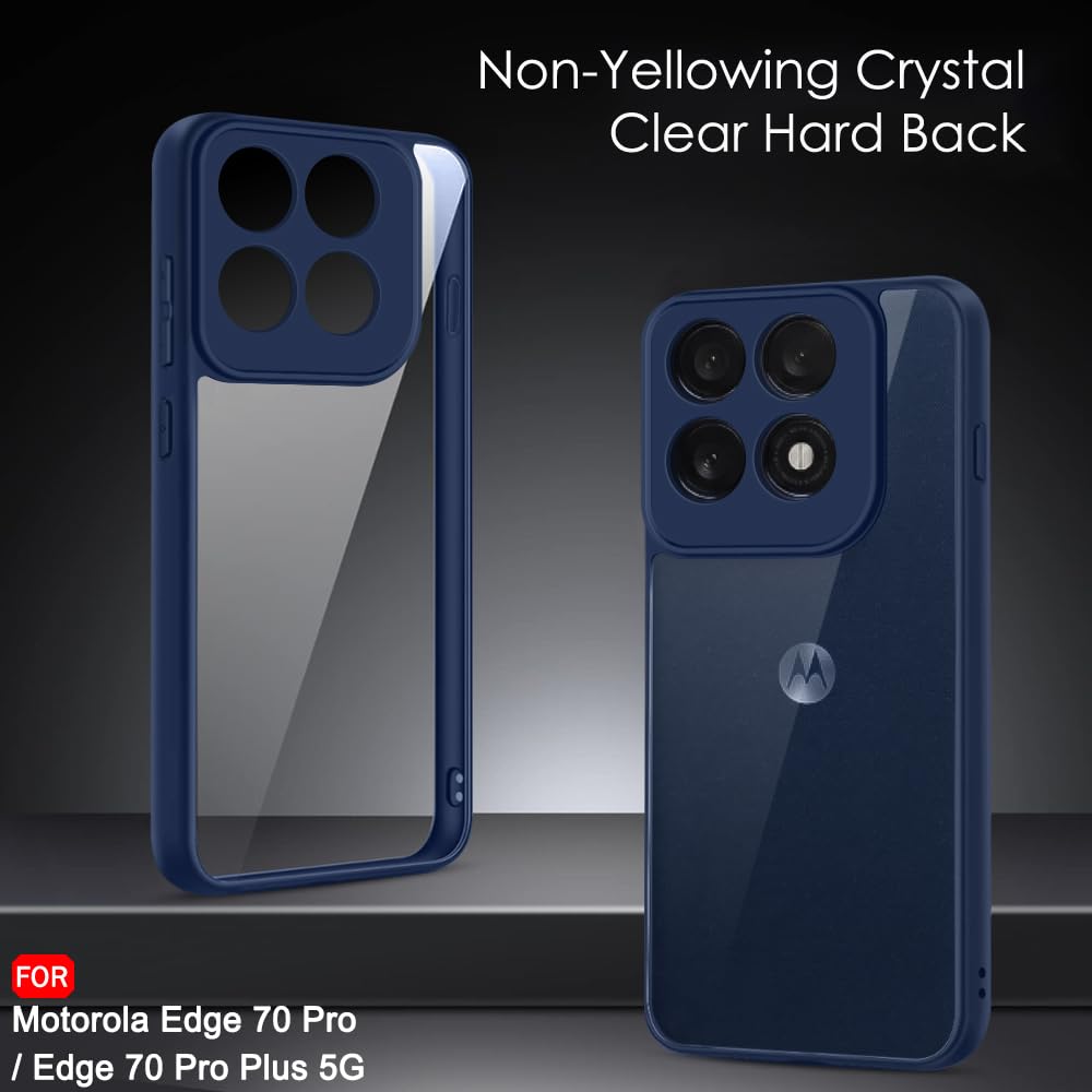TheGiftKart Hybrid Shockproof Back Cover Case for Motorola Moto Edge 70 Pro/Edge 70 Pro Plus 5G | Camera Protection Module | Hard Back Cover Case (PC & TPU, Transparent Clear Back, Blue Sides) — Amazon image 3