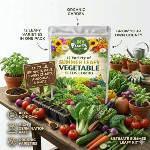 Image of 12 Variety Summer Leafy Veg Seeds Combo Pack | High Germination Non-GMO Organic Seeds for Home Gardening | Spinach, Lettuce, Kale & More | Balcony, Terrace & Kitchen Garden Kit