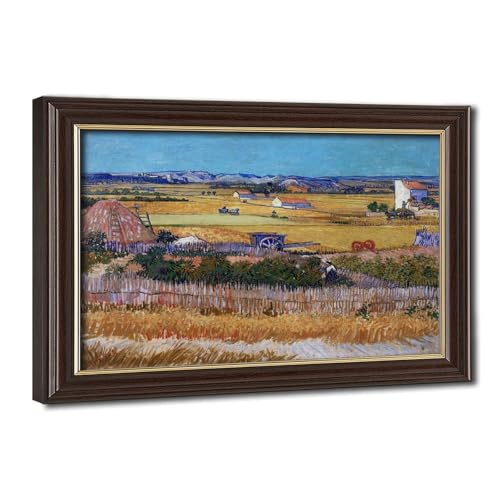 Toile tendue de Van Gogh Oogst 20x30 cm décor mural avec cadre