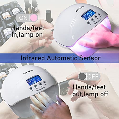 Zoance Uv Led Nail Lamp 50W, Professional Gel Nail Dryer With Auto Sensor/3Timers /Digital Lcd Display, Nail Polish Curing Lamp With Red/Blue Uv Led Curing Light To Quick Dry Gel Nail Polish #TOP2