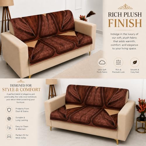 Image of Homerz Premium 'Luxe Series' Holland Velvet Sofa Cover | Smooth Finish | Anti-Skid Fleece Backing | Soft Touch Couch Protector for Living Room (Urban Dune, 2 Seater, Seat Cover with Backrest)