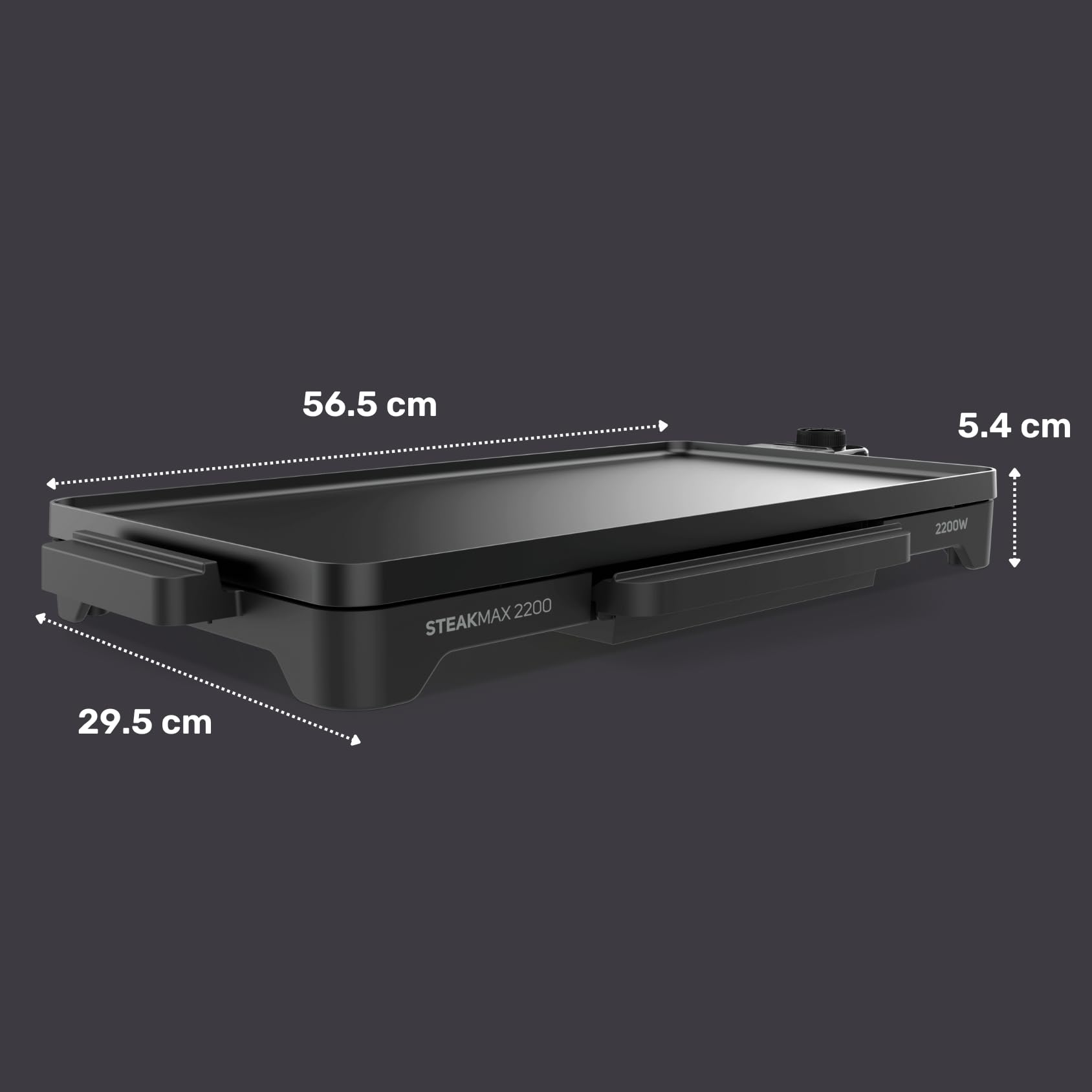 Taurus Steakmax 2200 - Plancha électrique 2200W, Plaque 49x27cm, Revêtement antiadhésif, Nettoyage facile, Température réglable, Bac de récupération de graisse, Sans PFOA