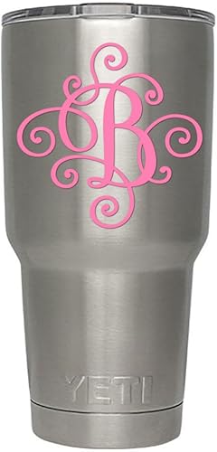 Miniatura 7 de Monograma, Calcomanía troquelada, vinilo adhesivo Haga clic para opciones de colorletra. Disponible en cuatro colores y todas las letras de la A