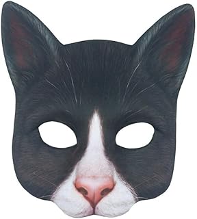 Hosfairy 1Pcs Halloween Half Face Cat Mask Animal Cat Mask for Halloween Christmas Easter Novelty Costume Party Accessory(Style D)