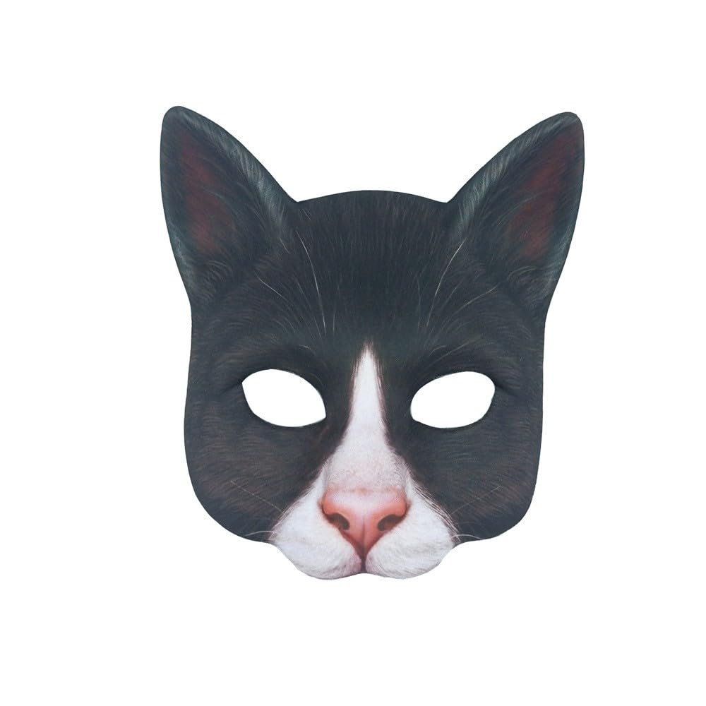 Hosfairy1Pcs Halloween Half Face Cat Mask Animal Cat Mask for Halloween Christmas Easter Novelty Costume Party Accessory(Style D)