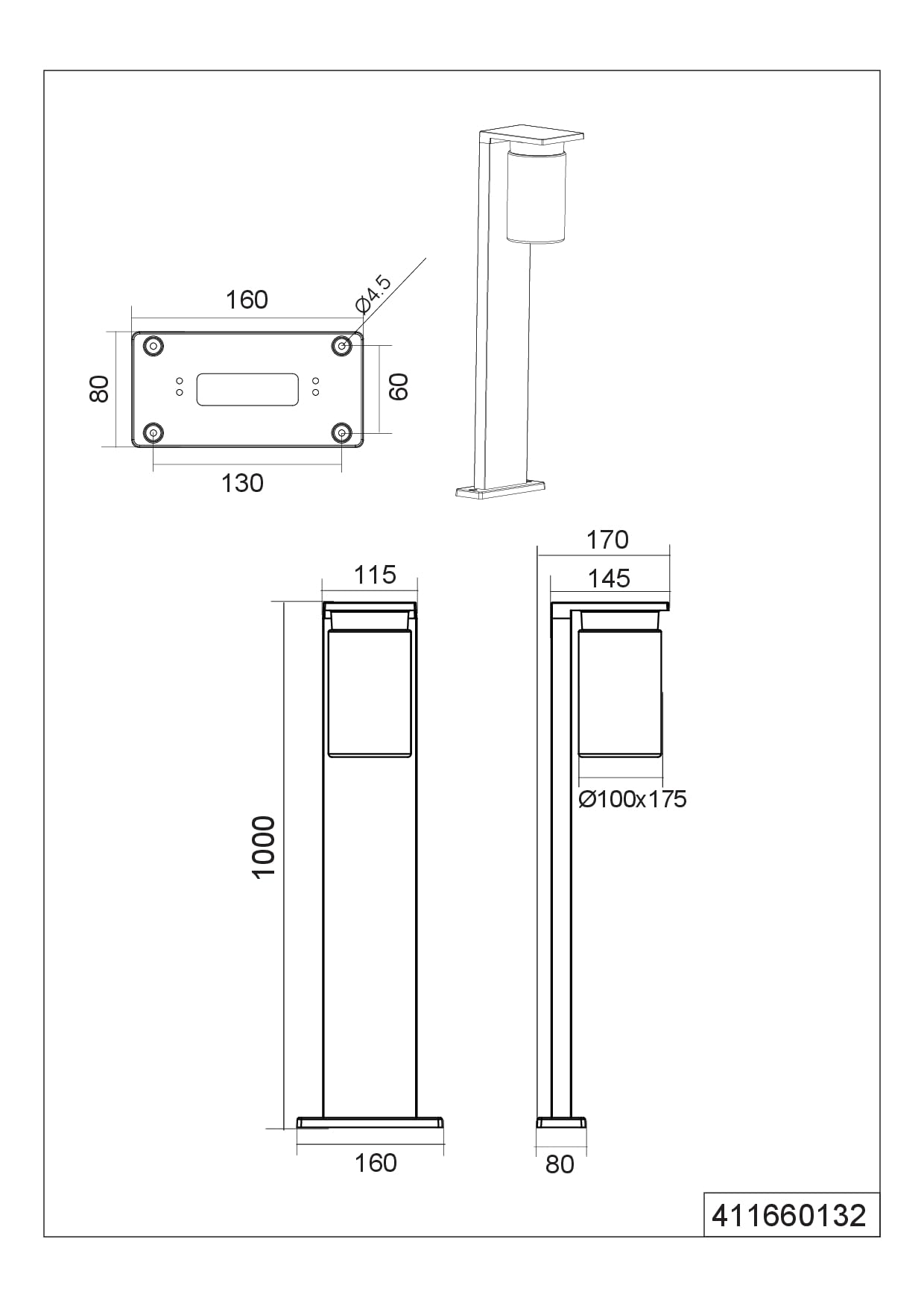 Trio Leuchten Oświetlenie ścieżki zewnętrznej ARDILA 411660132, antracyt aluminium odlewane ciśnieniowo, przezroczyste szkło, z wyjątkiem 1x E27, czujnik zmierzchowy
