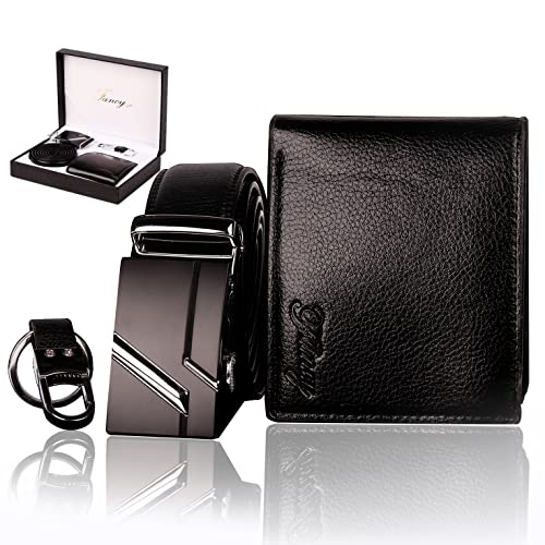 Hisonwel Elegante Regalo para Hombres, Cinturón,Llavero,Billetera para Cada Hombre Elegante Día de San Valentín/Aniversario de Bodas/Idea de Navidad Cover