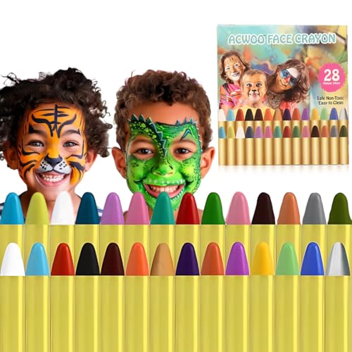 Conjunto de pintura facial LACHT, 28 cores para pintura corporal, seguro para peles sensíveis e gravidez, ideal para carnaval, Halloween, Natal, cosplay, maquilhagem lavável, presente para crianças