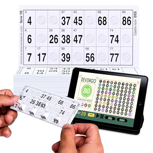 3 x 300 Cartones de Bingo Troquelados de 90 Bolas Reutilizables + Juego de Bingo Online Gratuito | Cartones sin repertir | Juegos de Mesa Tradicionales, Juego en Familia, Amigos, Navidad (3 x 300)
