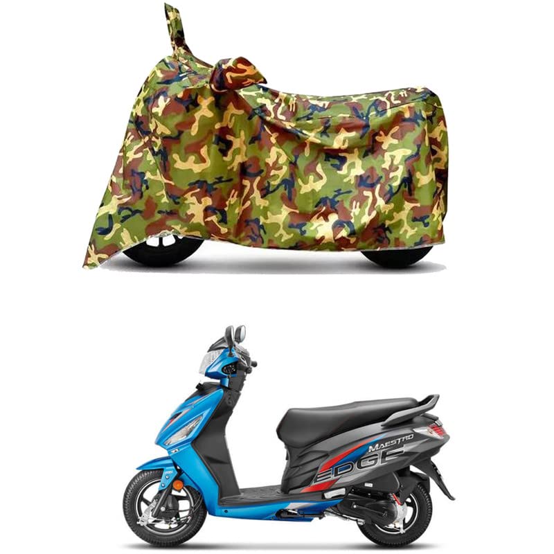 Image of Waterproof 100% PVC Coated Bike Scooty Two Wheeler Body Cover Compatible for Hero Maestro Edge 110 FI /UV-Rays /Heat Protection /Birds Dropping /Scratchproof /Dust Proof /All [6X6 Jungle Print]