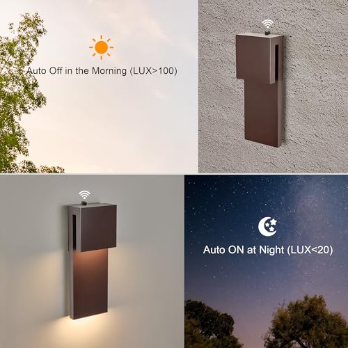Image of Tarentlight Outdoor Light Fixtures Wall Mount Set of Two, Dusk to Dawn Patio Wall Lamp, Bronze Exterior Lighting Fixtures for Porch, Patio, Backyard, Garage - Waterproof Front Porch Lights
