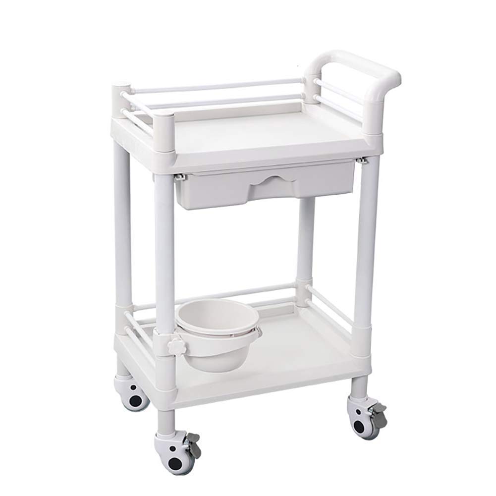 Chariots Mobiles, Chariot Servant Chariot Chariot Chariot Médical Chariot Médical Sur Roues Avec Tiroir, Design de Freinage, Seau de Saleté/White/54 * 37 * 90Cm