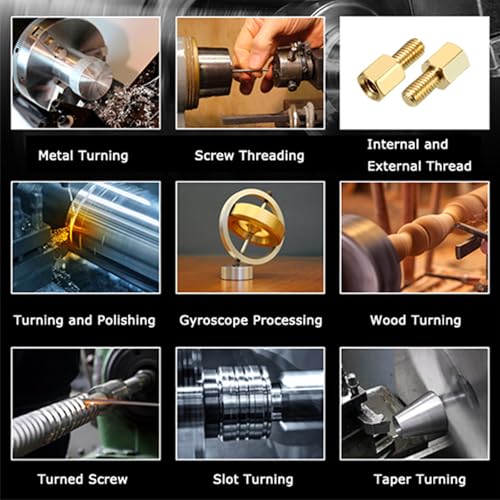 EQCOTWEA Metal Lathe 8"X39" Benchtop Lathe Machine Precision Hobby DIY Table Lathe Metal Working Lathe Electronic Gearless Horizontal Wood Lathe 1100W Brushless 50-2500rpm Imperial/Metric RC-210E 110V - Image 6