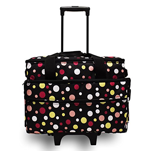 Bluefig TB19 Sewing Machine Rolling Carrying Case Trolley Bag with Wheels for Brother, Bernina, Singer Wheeled Tote Carrier (Dottie) - Thumbnail 5
