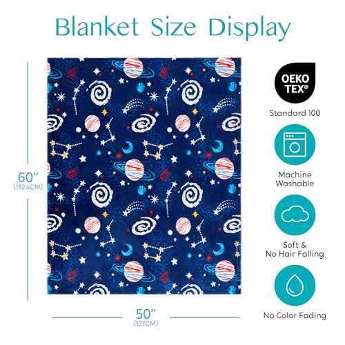 Joiedomi Glow in The Dark Blanket Space Gifts for Girls Boys Age 2 3 4 5 6 7 8 9 10 11 12 Year Old Boy Gifts, Soft Cozy Flannel Kids Throw Blanket, Birthday Bedroom Decor 50"×60"