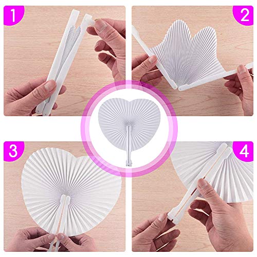 Heart Shaped Paper Fans - 24 Pcs White Wedding Decorations, Hand Fans for Wall Decoration DIY Wedding Favours - Image 4