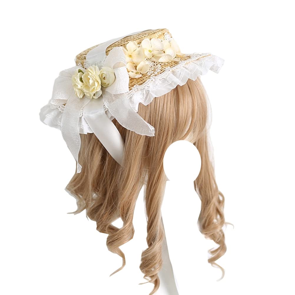 Amazon.co.jp: ロリータ帽子 リボン付き 髪飾り ガールズ ハット 花柄