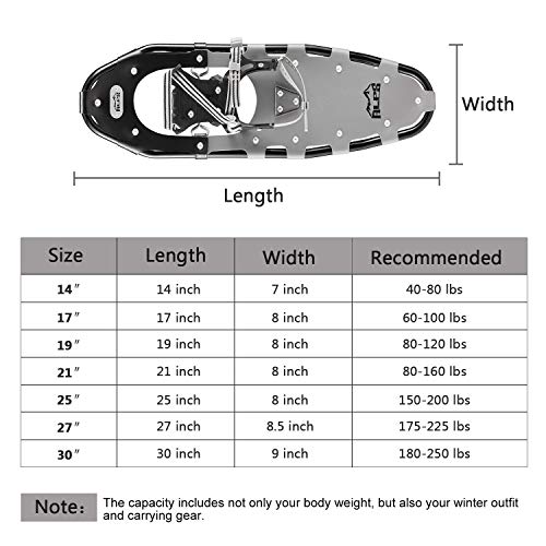 ALPS 25 Inches Hiking Snow Shoes for Women Men Boys with Trekking Poles and Carrying Tote